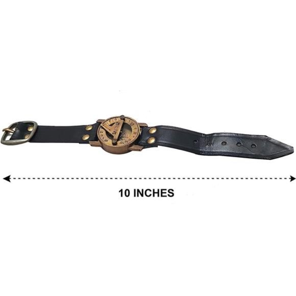 Vintage Antique Sundial Compass with Leather Band Retro Watch Compass Nautical - Picture 5 of 6